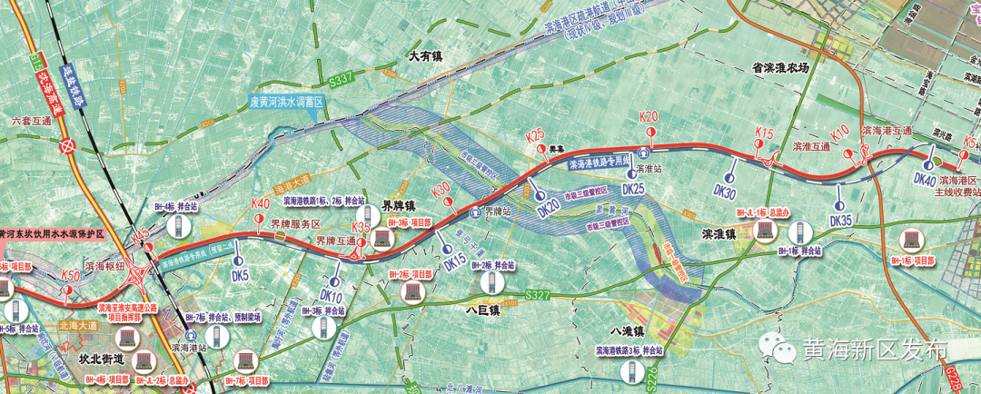 项目线路东起滨海港区,向西终点在淮安市涟水县北侧接入长深高速.